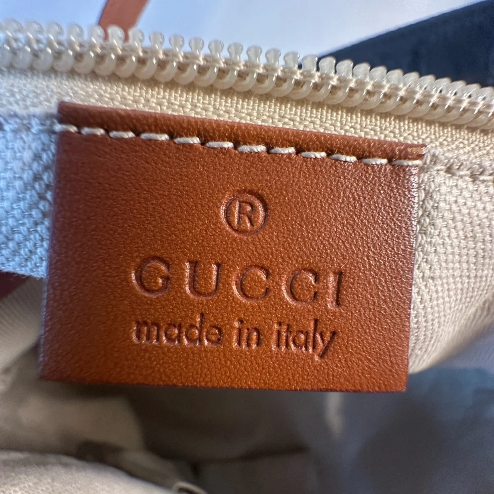 Authentic Gucci Black Nylon Tote Bag with brown leather shoulder straps. - Picture 9 of 12